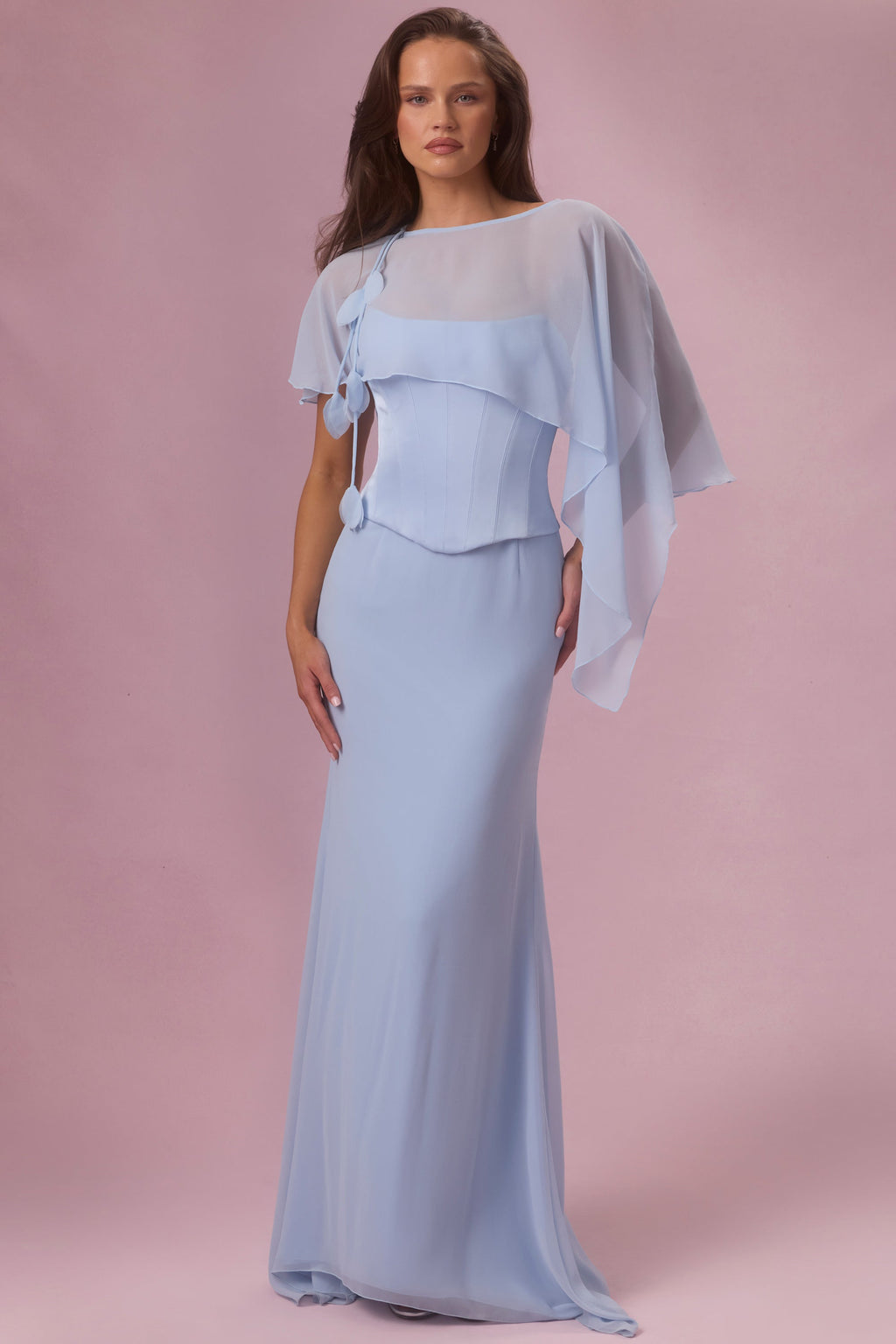Chiffon Cape in Powder Blue